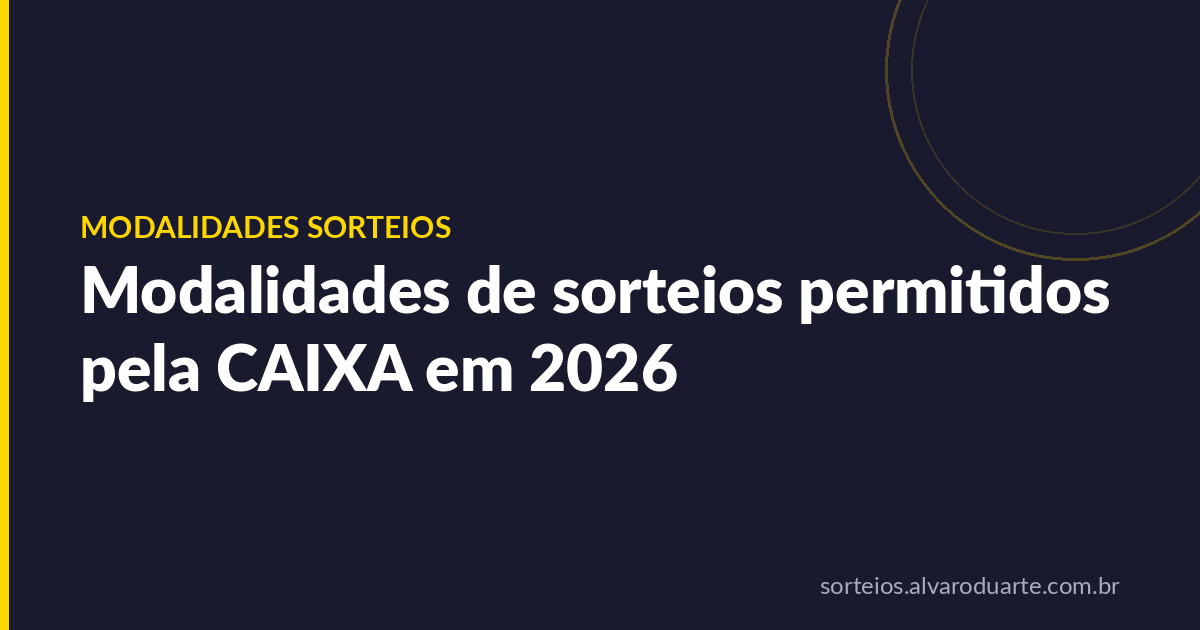 Modalidades de sorteios permitidos pela CAIXA em 2026